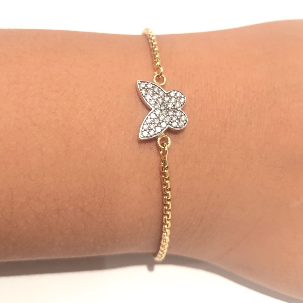 Two tone butterfly pave bracelet